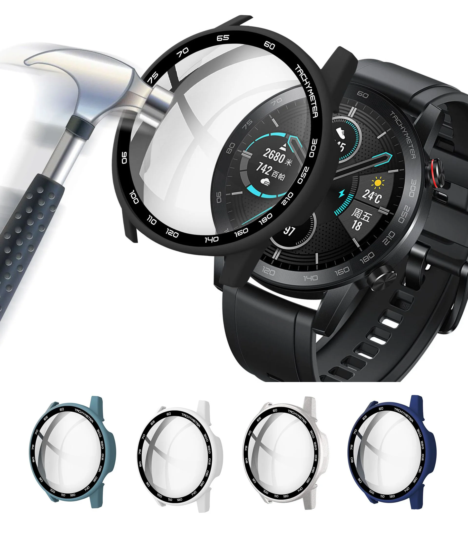 

Защитный чехол для экрана из твердого стекла с рамкой для Huawei Honor Magic Watch 2 46 мм Magic2, защитный бампер, аксессуары