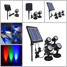 Solar Light Waterproof IP68 1/2/3/4 in1 Underwater Fountain Pond Lights LED Spotlights For Outdoor Amphibious Lawn Pool Garden