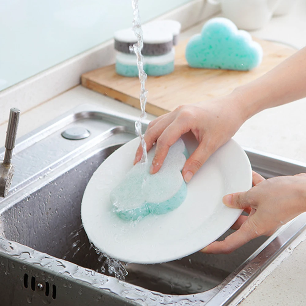 

Blue Gray Magic Clear Sponge Shaped Cloud Dishwashing Strong Decontamination Antibacterial Kitchen Cleaning Tool