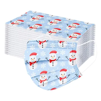 

50PC Disposable Face Mask Adult Christmas Mask Printed Disposable Masks Non-woven Mascarillas Adulte Desechable Faster Delivery