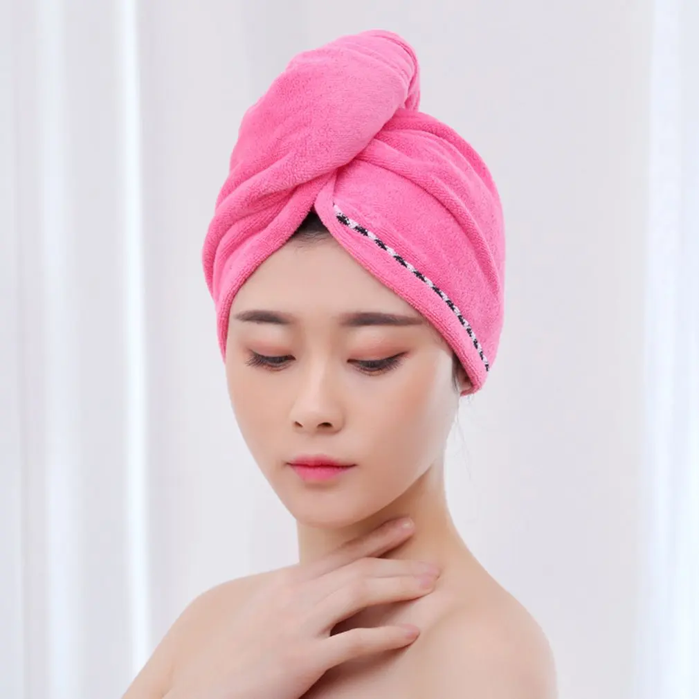 Soft Microfiber Solid Quickly Dry Hair Hat Hair Turban Women Girls Ladies Cap Bathing Drying Towel Head Wrap Hat