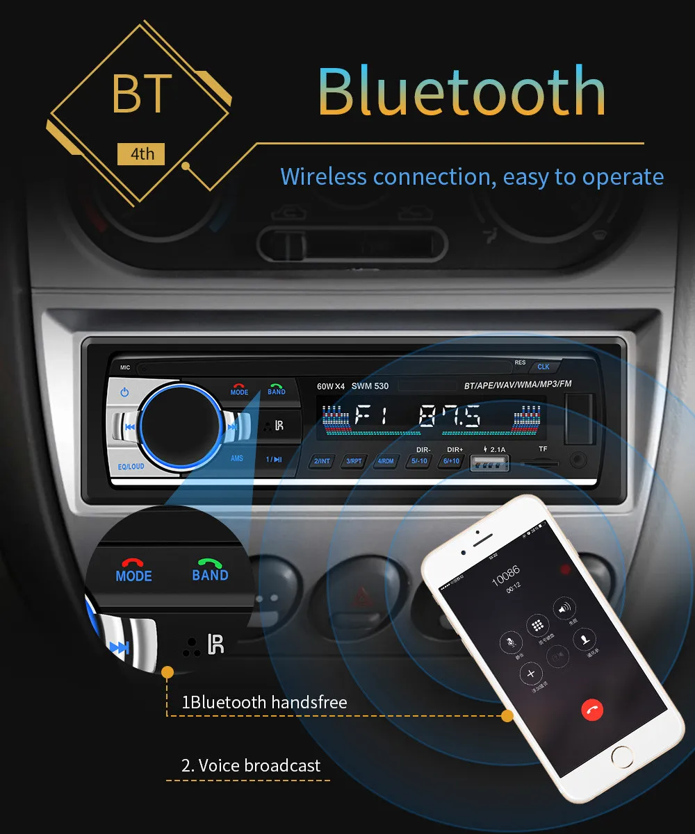 Bluetooth V2.0 JSD-520 oto teypleri Авто Стерео Автомагнитола 1din 12V In-dash 1 Din FM Aux SD USB MP3 автомобильный аудио плеер