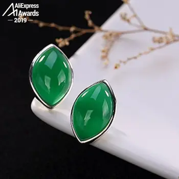 

NOT FAKE S925 Fine Jewelry Stud Earrings Emerald Earrings Cute Marquise Women Handmade Vintage Natural emerald moldavite peridot