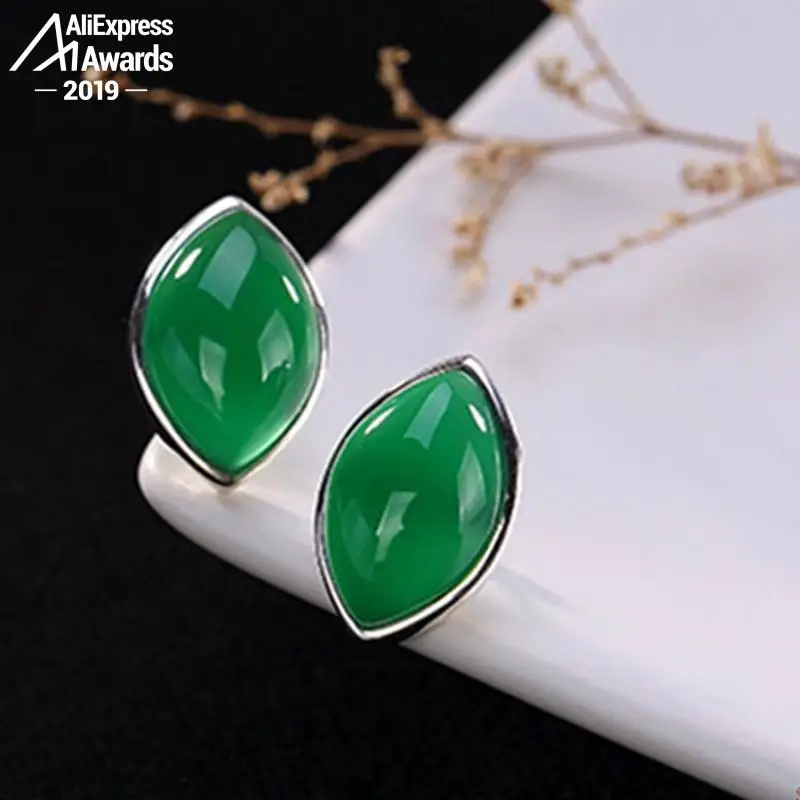Женские серьги пусеты S925 Винтажные с натуральным изумрудом|Серьги-гвоздики| |