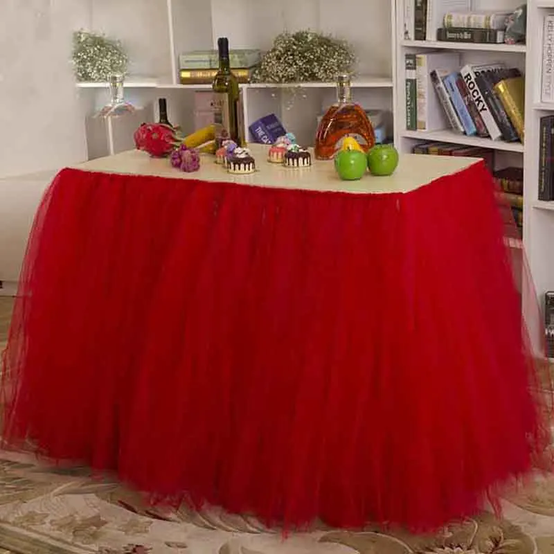 91.5x80cm Thin Gauze Tutu Table Skirt Tulle Tableware For Wedding Party Decoration Partys Weddings Tables Skirting Home Textile
