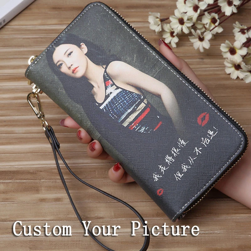 Cartera para el de la madre para hombre y mujer, billetera larga con cremallera para fotos grabadas, regalo de cumpleaños para su boda, de honor|Carteras| - AliExpress