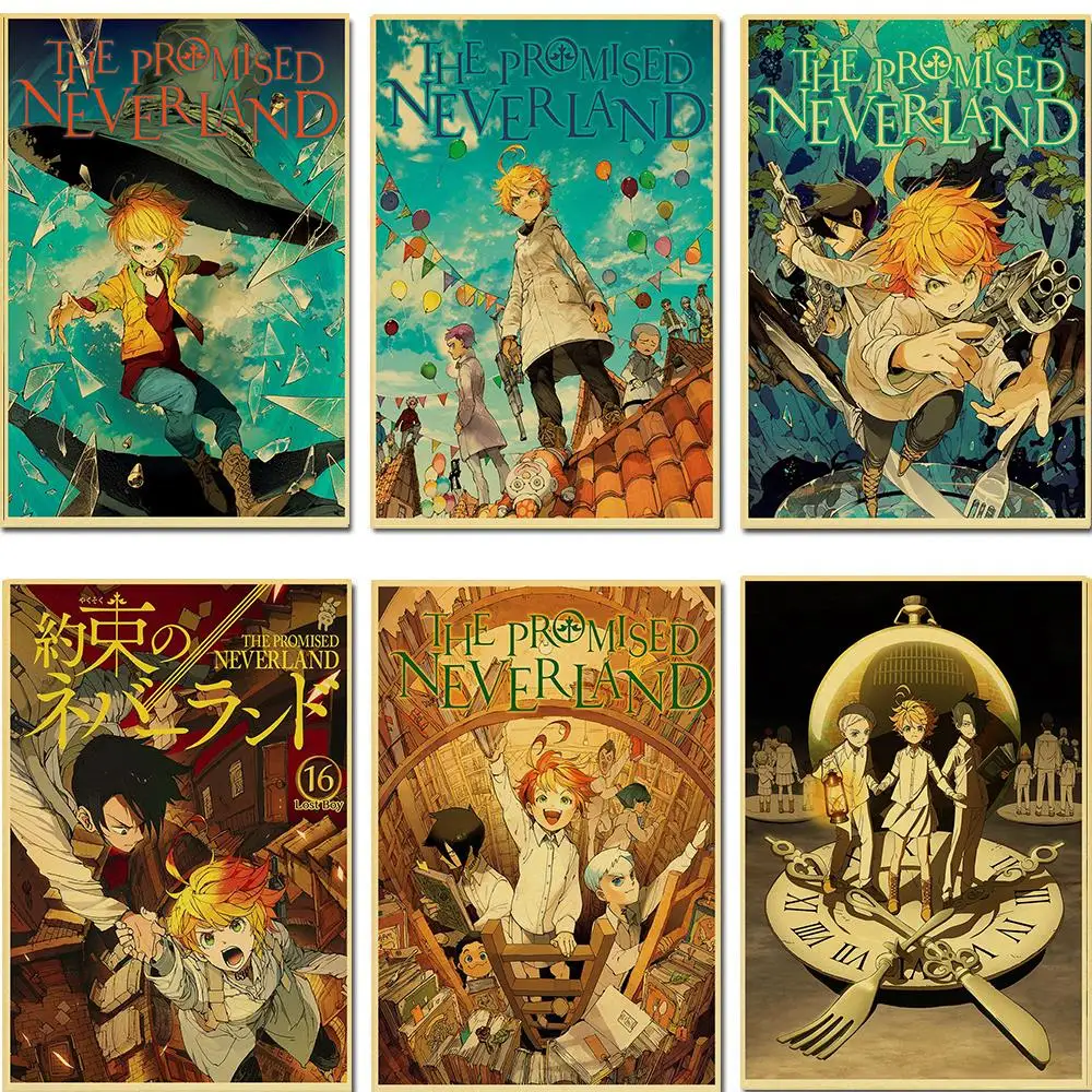 Retro posters Anime Cartoon The Promised Neverland poster Prints Wall Painting Good Quality Poster Home/Bar/Cafe room Decoration