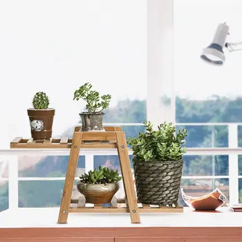

Wooden Bamboo Plant Stand Indoor Outdoor Garden Rack Planter Flower Floor Pot Shelf Shelves Rack Display Stand Storage Holder