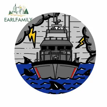 

EARLFAMILY 13cm x 12.9cm For Stormy Seas Coast Guard Funny Car Stickers Fashion Decal Occlusion Scratch Waterproof Decor