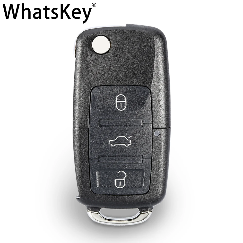 

WhatsKey 3 button Folding Remote Flip Car Key shell Case For Volkswagen VW Jetta Golf Passat B5 Skoda Seat Beetle Tiguan Polo