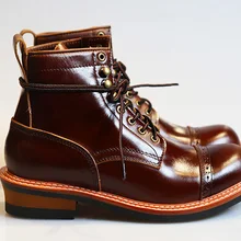 Кожаные ботинки в британском стиле с круглым носком в стиле ретро; мотоциклетные ботинки красного цвета; мужские кожаные ботинки; модная кожаная обувь