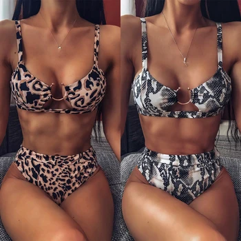 

High Waist Bikini Swimwear Women Leopard High Cut Swimming Bathing Suit Biquini Set Sexy Swimsuit Femme Brazilian Bikini