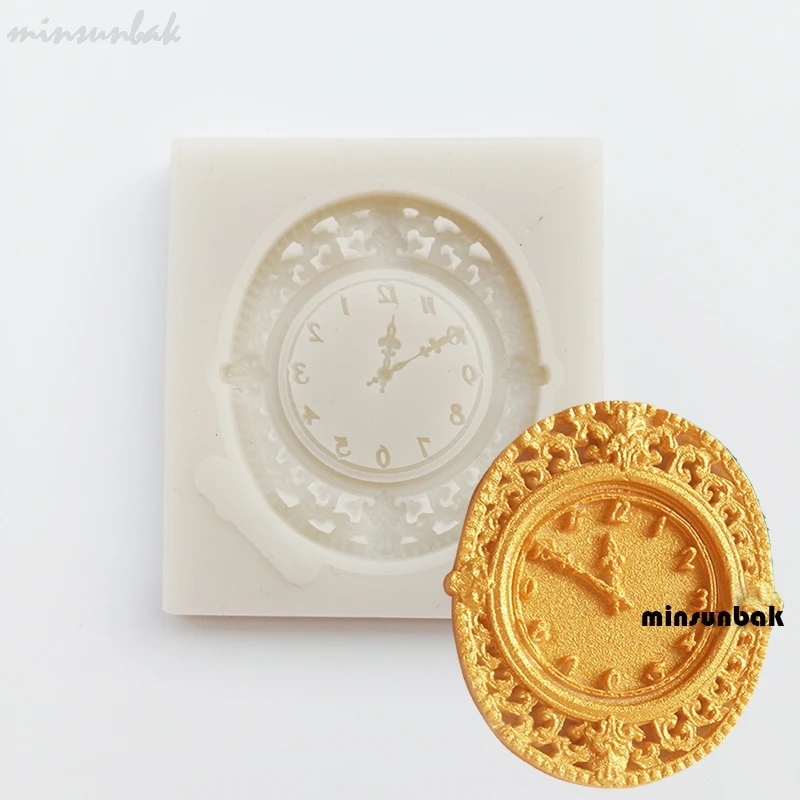 

minsunbak Mini Clock Fondant Silicone Mould Chocolate Cake Decorating Tool Sugarcraft Bakeware Tool