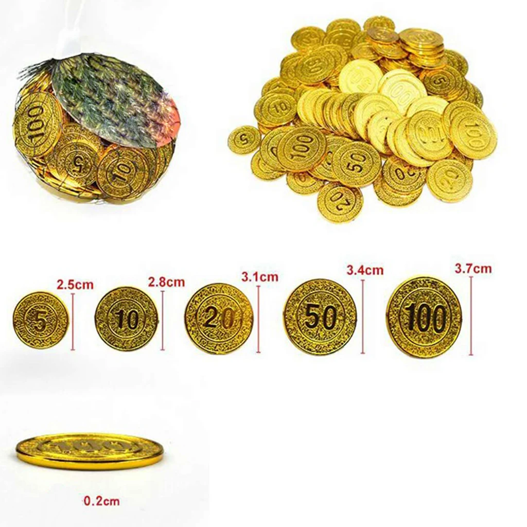 100Pcs/set Poker Chips 5 10 20 50 100 Casino Game Chips Pirate Coins