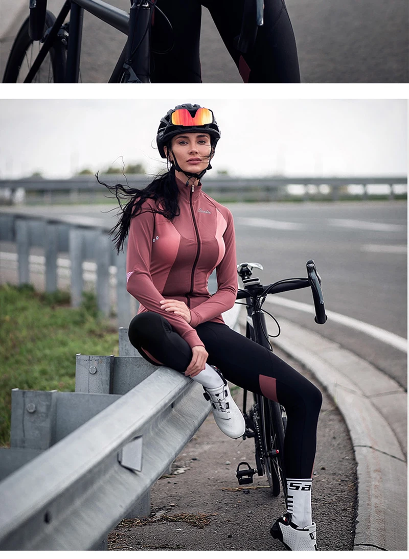 New Santic Autumn Winter Windproof Women Cycling Jersey Long Sleeve Keep Warm MTB Road Bike jackets Outdoor Sport Jersey