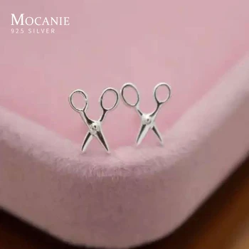 

Mocanie Genuine 925 Sterling Silver Lovely Tiny Scissors Stud Earring for Women Trendy Simple Mini Ear Pin Fine Jewelry 2020 New