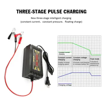 

US/EU Plug Automatic Car Battery Charger 110V To 240V To 12V 6A Intelligent Fast Power Charging Wet Dry Lead Acid Digital LCD