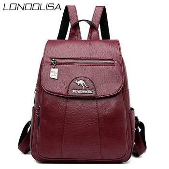

2020 Women Leather Backpacks High Quality Female Vintage Backpack For Girls School Bag Travel Bagpack Ladies Sac A Dos Back Pack