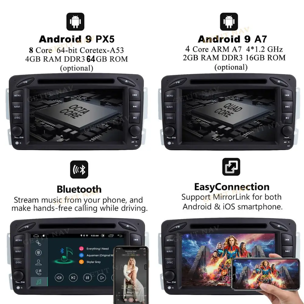 Cheap DSP IPS Android 9 Car DVD Radio player For Mercedes Benz E-W210 CLK W209 C-Class W203 W463 W208 Vaneo Vito GPS stereo BT WIFI 1