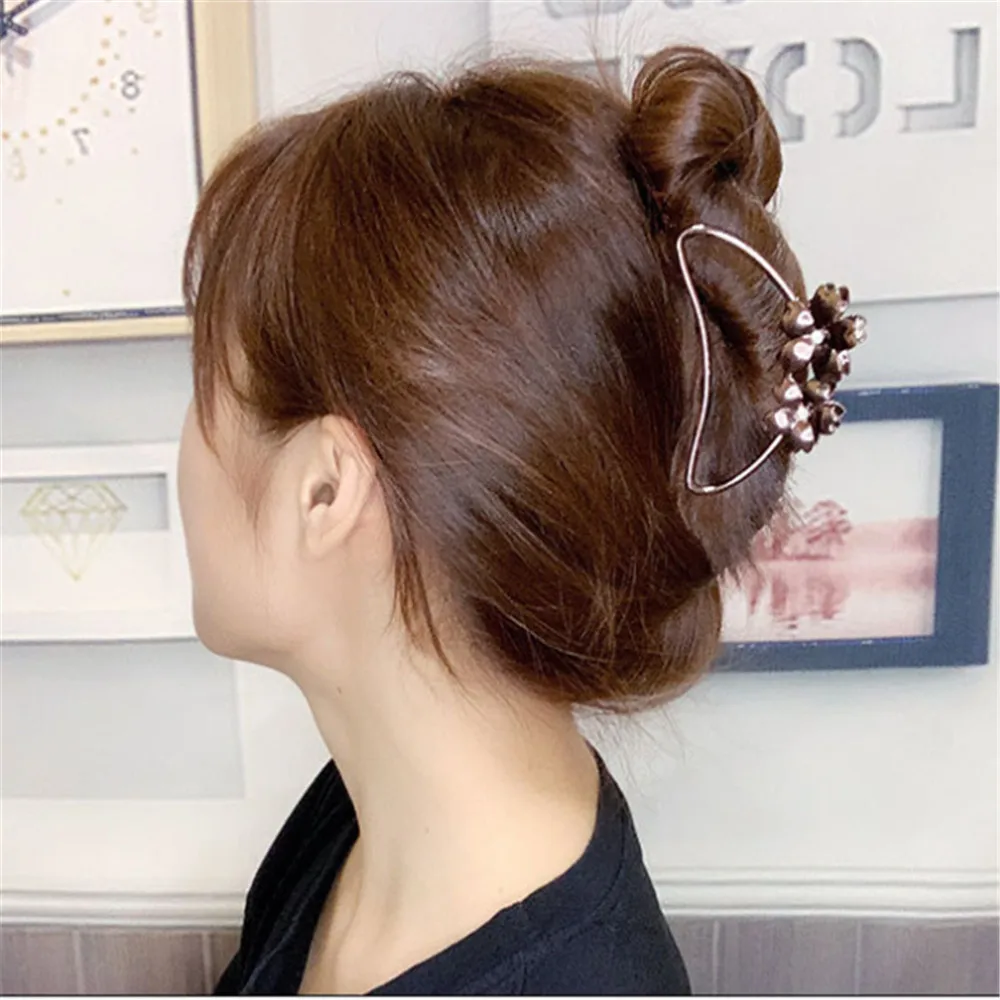 Модная Заколка-краб для волос с геометрическим рисунком, имитация жемчуга, заколка-краб, Ретро стиль, в форме сердца, хрустальные заколки для волос, аксессуары для волос для женщин