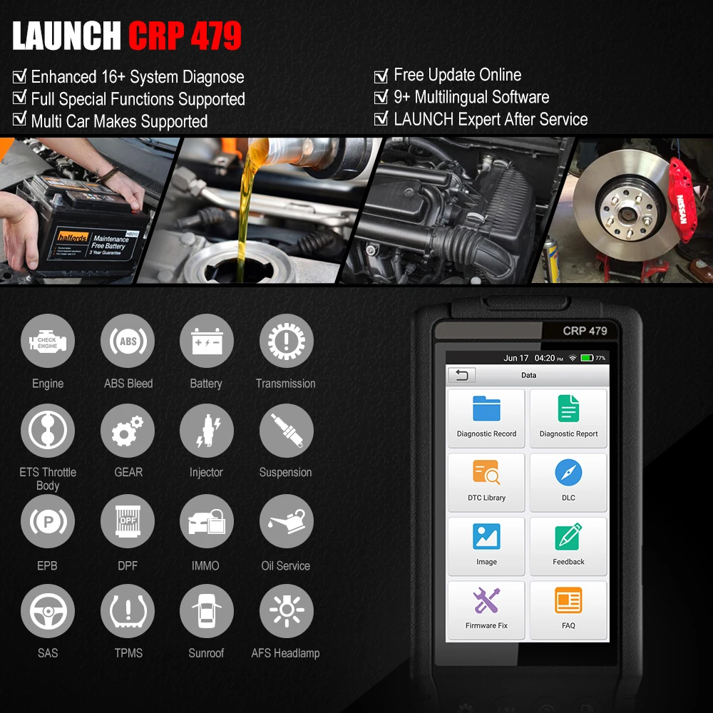 Launch X431 CRP479 OBD2 сканер ABS EPB DPF Oil SAS сброс автомобильный диагностический инструмент Профессиональный OBD2 автомобильный сканер launch X431