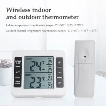 

Wireless Digital Audible Alarm Refrigerator Thermometer With 1pc Sensor Min/Max Display Indoor Outdoor Thermometer 19QB