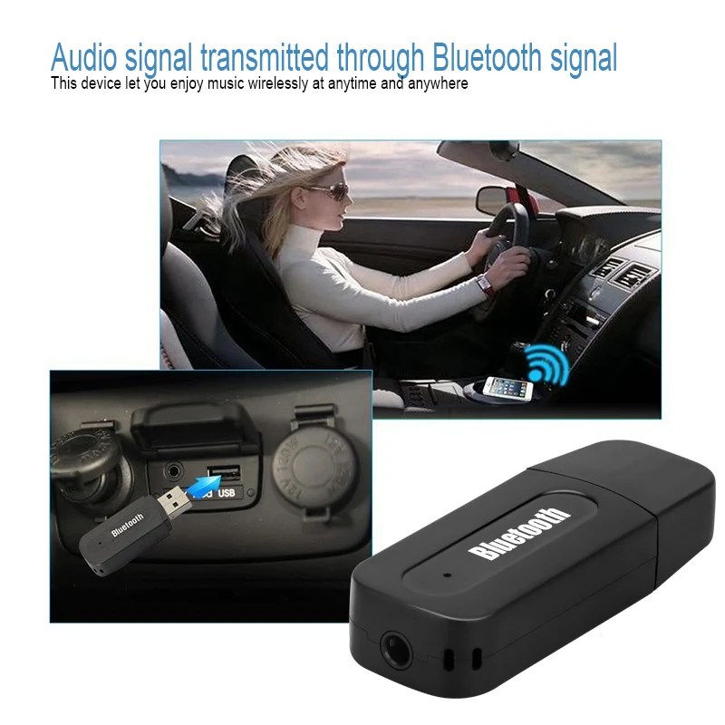 

Bluetooth AUX Stereo Music USB Bluetooth Car Music Receiver Dongle Kit with Audio Cable for iPhone Car Bluetooth Adapter
