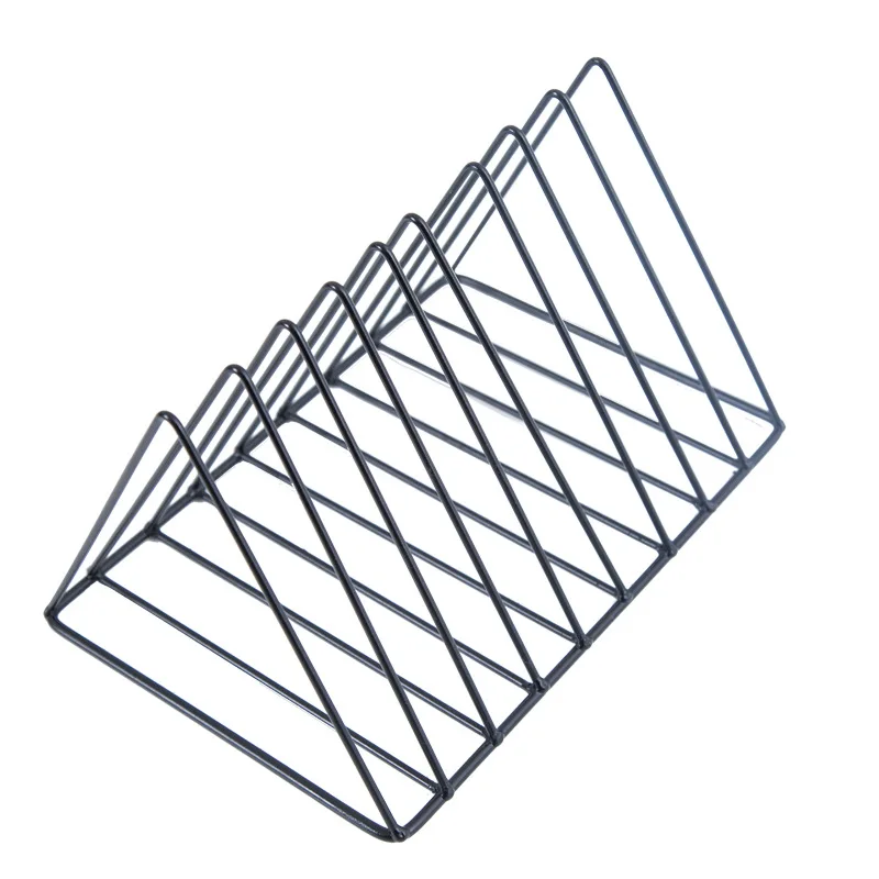

Wrought Iron Triangular Bookshelf Storage Rack Creative Desktop Book Display Rack Newspapers Documents and Magazines Holder