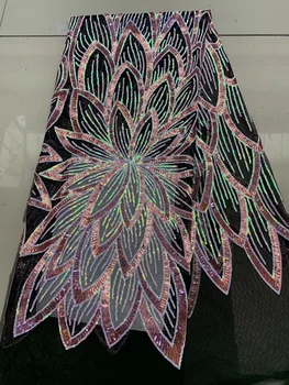 

African Lace Fabric Wine Tulle Lace High Quality Embroidery Nigerian French Mesh Lace Fabric Material For Dress 5Yards