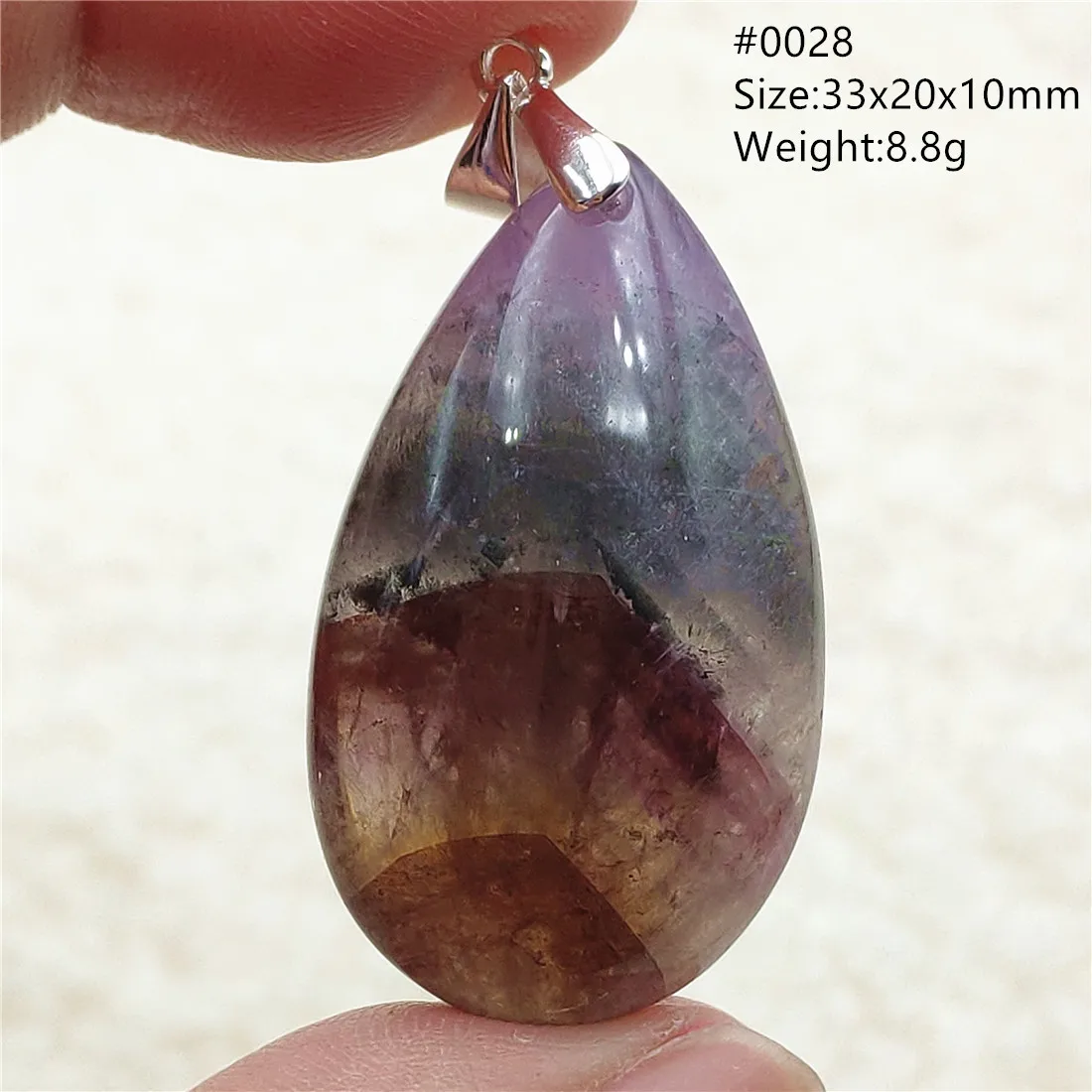 Genuine Natural Cacoxenite Auralite 23 Purple Red Pendant Water Drop Rutilated Bead Women Men AAAAAA