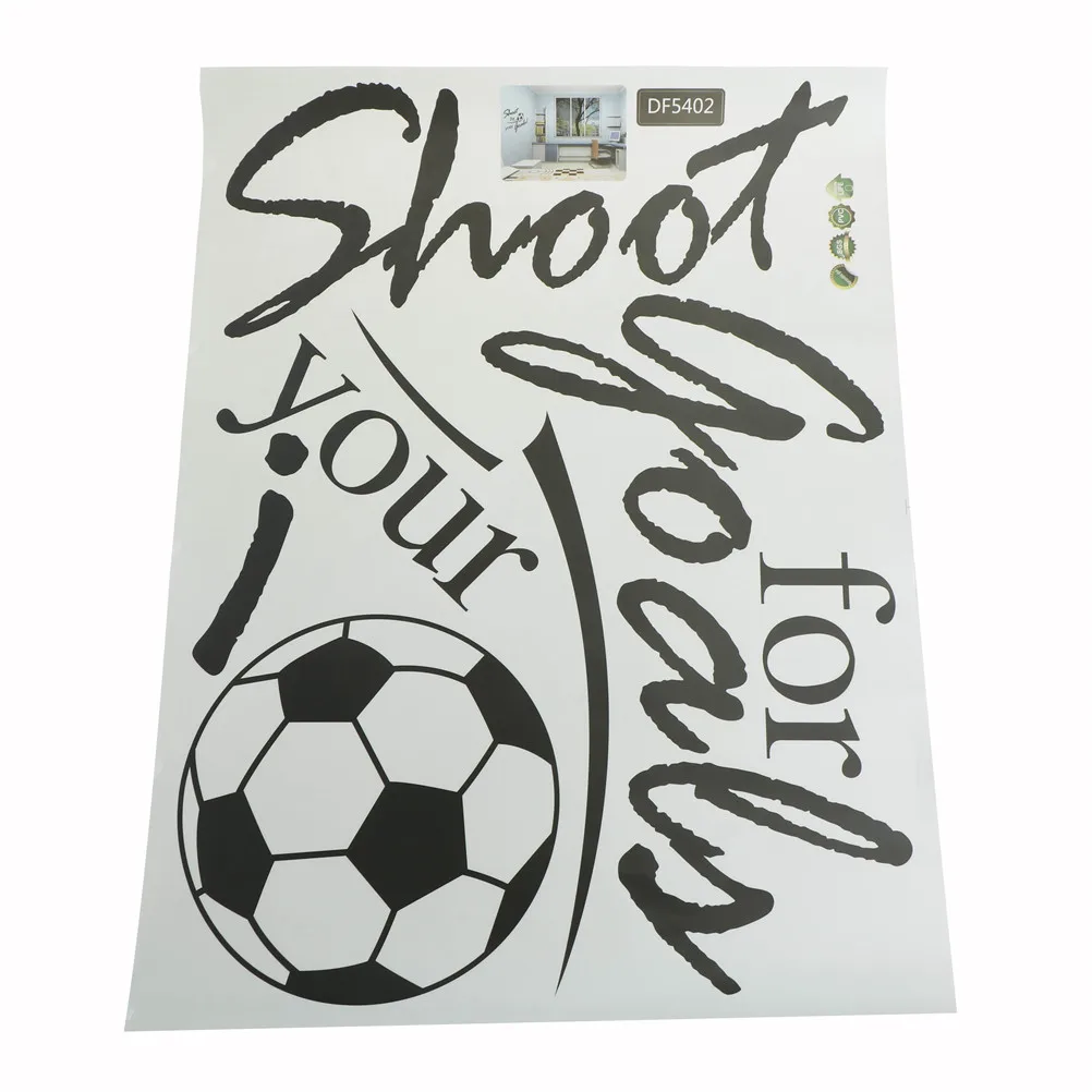 New 1pc Shoot for Your Goals Quotes Football Wall Stickers for Kids Rooms Living Room Boy