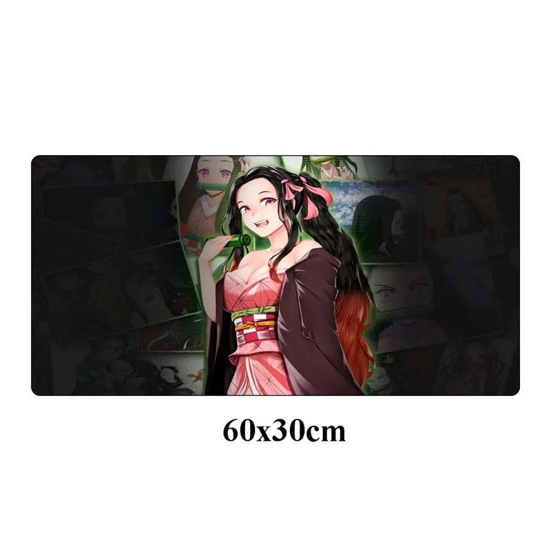 Большой игровой коврик для мыши 60x30 см в стиле аниме Demon Slayer Kimetsu no Yaiba, игровой коврик для мыши для геймера, фиксирующий край, Otaku, компьютерный коврик для ноутбука - Цвет: Синий