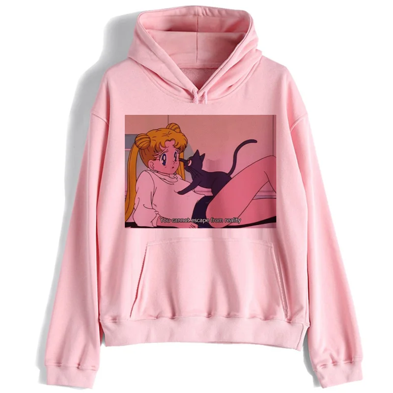 Сейлор свитшот с Луной harajuku уличная Корейская ulzzang Толстовка kawaii 90s мультфильм пуловеры новая одежда негабаритных с капюшоном - Цвет: 1894