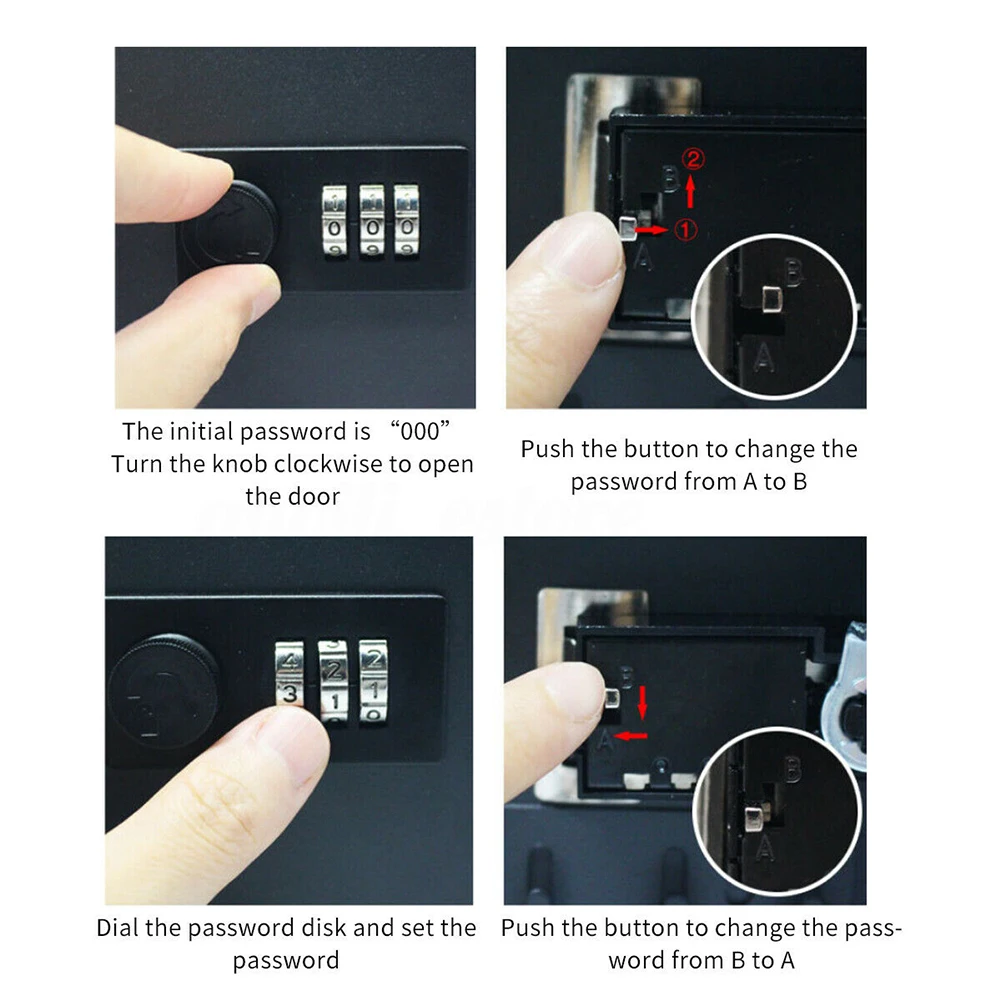 Home Car Resettable Code Indoor Outdoor Office Password Combination Lock Organizer Key Safe Box Lockable Wall Mounted Metal