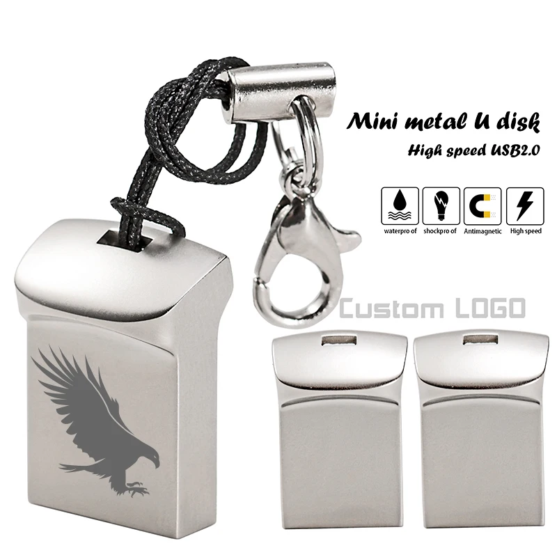 JASTER USB 2,0 мини металлический серебристый с брелком usb флэш-накопитель 4GB 8GB 16GB 32GB 64GB 128GB pendrive(более 10 шт бесплатный логотип
