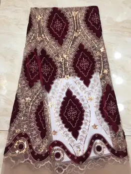 

Hot Sale African Velvet Lace Fabric High Quality French Lace Fabric Sequins Nigerian Tulle Lace Fabric For Wedding Dress