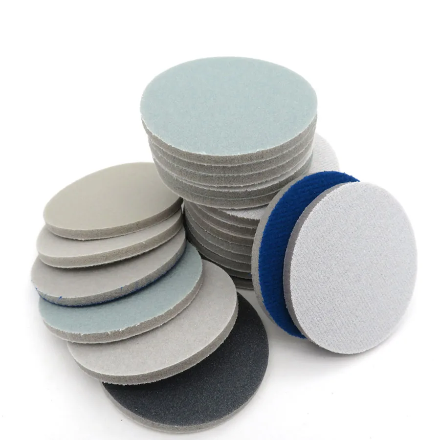 1&quot 1.2&quot 2&quot 3&quot 4&quot 5&quot 6&quot Spong Foam Sandpaper Disc 300-3000 Grit Hook Loop Polishing Sanding Paper Self-sticking Abrasive