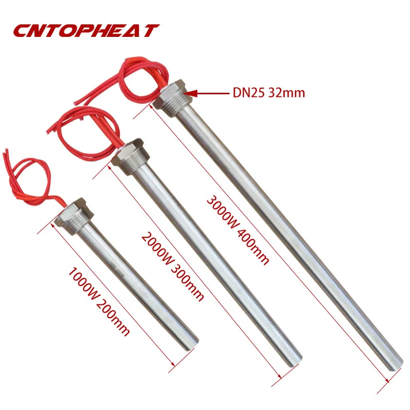 DN25 Cartridge Heater Stainless Steel Tubular Heater Immersion 220v Water Heating Element 1kw/2kw/3kw