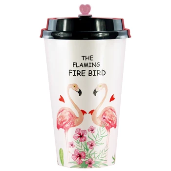 

50pcs High quality flamingo creative household party favors paper cups 400ml/500ml disposable milk tea coffee juice beverage cup