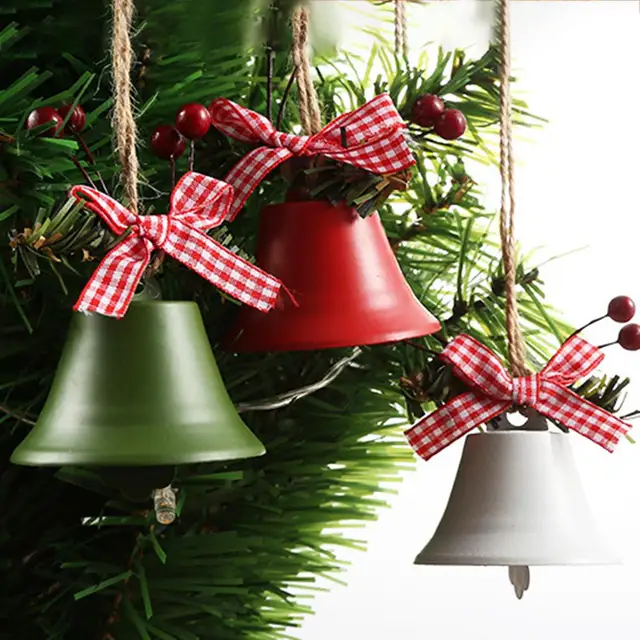 1PC Christmas Bell Red White Green Metal Jingle Bells Christmas Tree Hanging Pendant Ornament Christmas Decoration for Home 3