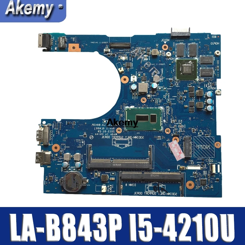 

CN-0R53XF R53XF FOR Dell Inspiron 5458 5558 Laptop Motherboard AAL10 LA-B843P REV:1.0(A00) I5-4210U 920M 2G mainboard