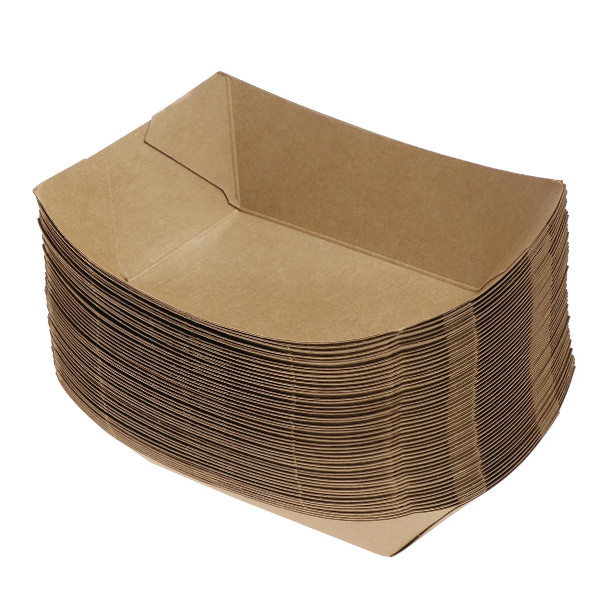 

50PCS Waterproof Oil Proof Ship Shape Kraft Easy Fold Lunch Carton Take Out Container Paper Box For Salad Package Food Party