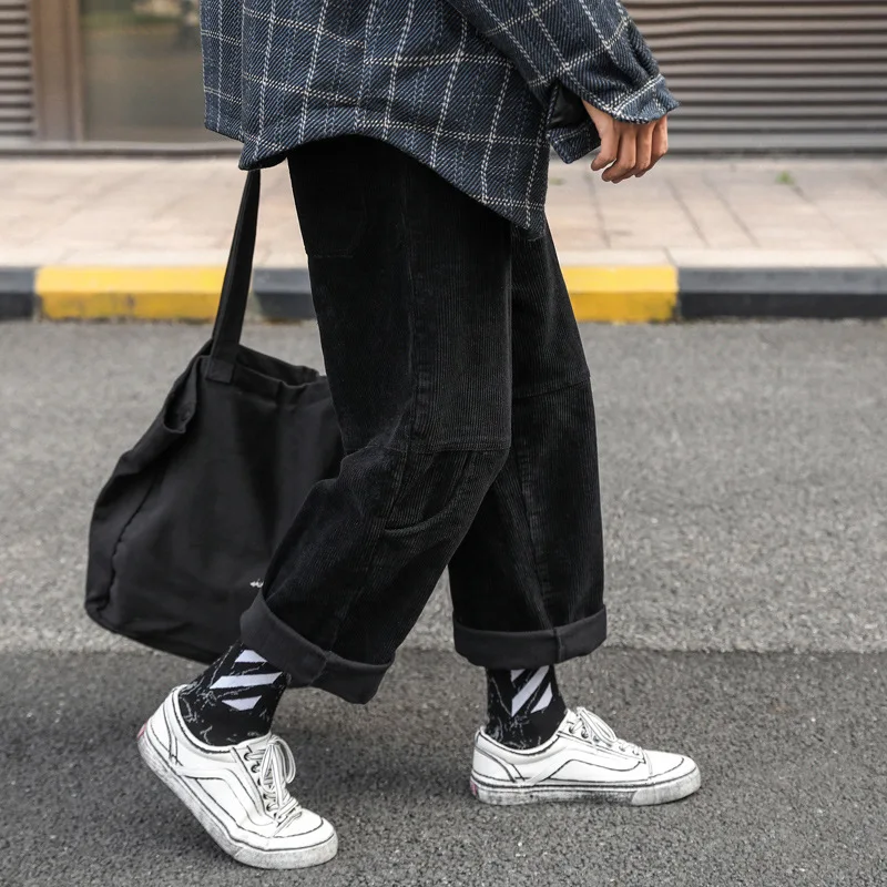 

Japanese-style Retro Versatile Corduroy Wide-Leg Autumn And Winter Straight-Cut Casual MEN'S Trousers American-Style Trend Youth