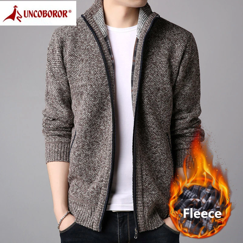 

2019 New Men's Sweater Cardigan Coats Autumn Winter Thick Sweatercoats Warm Fleece Coats Casual Zipper Knitted Sweaters Jackets