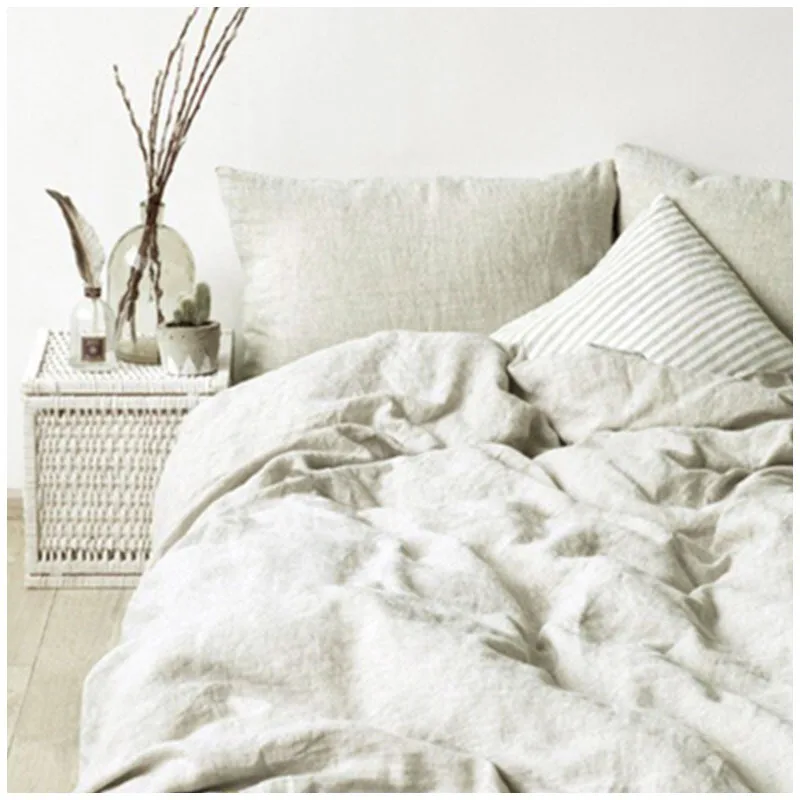 4/6PCS 100% Nature Linen Bedding Set US Twin Full Queen California King Size Flax Duvet Cover Bed Sheet Fitted Pillowcase | Дом и сад