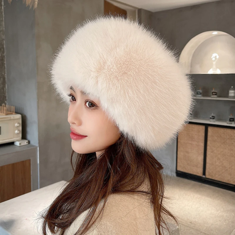 Women Winter Hat Solid Multifunction Skullies Beanies Lady Thick Warm Fluffy Fur Hat Faux Fox Fur Bomber Hats Ushanka winter hat,fur hat