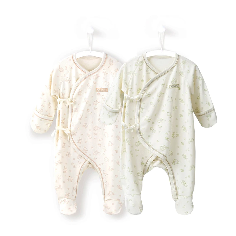 COBROO Newborn Baby Cotton Footies with Mittens Animal Pattern Baby