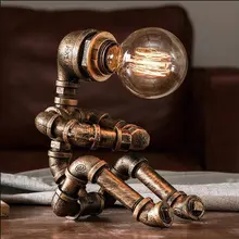 Lámpara de mesa Retro, tubería de hierro Industrial, estilo Robot, ajustable, antiincrustante, antioxidante, fácil de instalar, ahorro de espacio sin bombilla