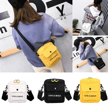 

New Women'S Shoulder Bag Canvas Letter Printing Korean Messenger Bag Fashion Casual Mini Crossbody Pack For Girls Ladies