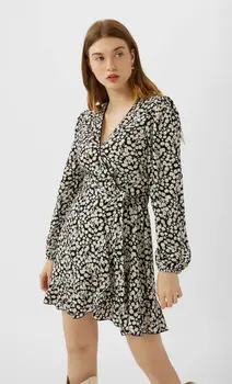 

2020 new Spring Summer European streetwear Floral Print French female Mini Dress zaraing vadiming sheining women dress O9576